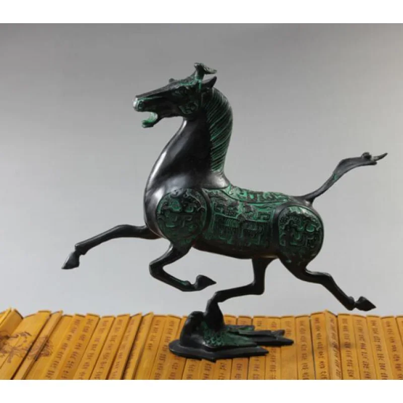 

Antique bronze horse riding Chebi Ma Chao Longque Home Furnishing decoration brass ornaments auspicious feng shui