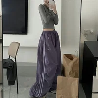 Y2K Women Cargo Pants Vintage Streetwear Baggy Wide Leg Sweatpants Casual Drawstring Oversize Pockets Tech Fashion Trousers - Image 2