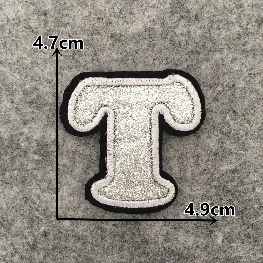 English Silver Letters Embroidery Iron-On Patches - Hot-Melt Adhesive DIY Clothing Embellishments (Set of 26)