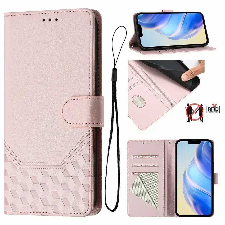 Honeycomb Wallet Phone Cover - Stylish Protective Case