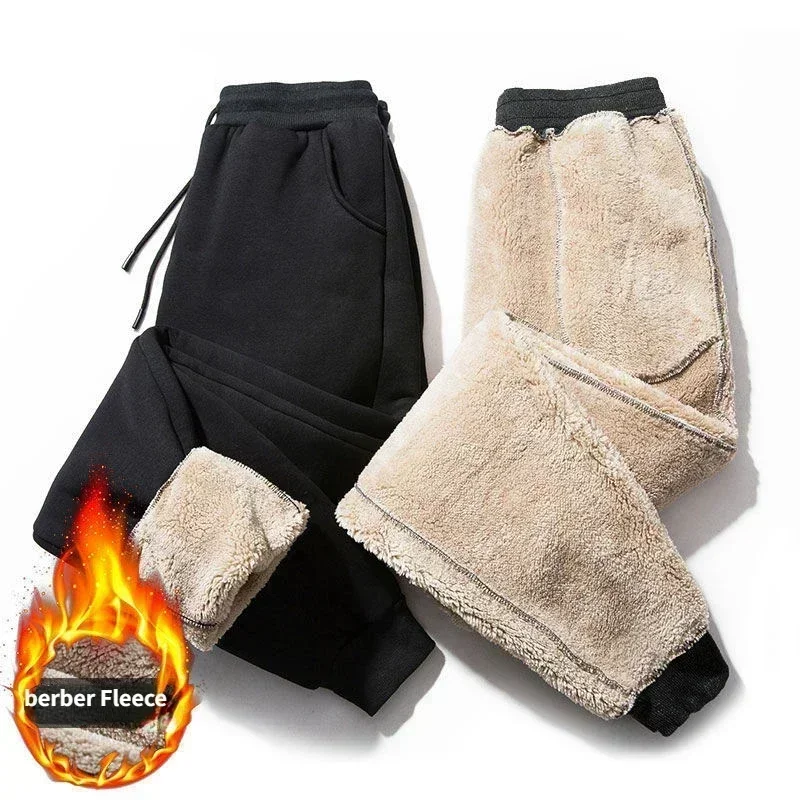 Casual Sports Pants Thicken Warm Fleece Pants Winter Joggers Drawstring Sweatpants Velvet Casual Thermal Trousers Windproof Fitness Jogging Bottoms
