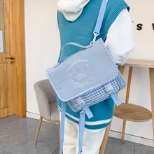 

Ins Style Schoolbag Female Plaid Backpack Harajuku Single Shoulder Messenger Bag High School College Student Jk Backpack Female