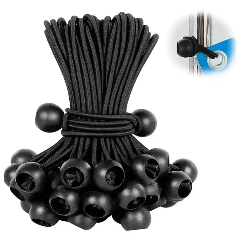 4pcs Bungee Ball Tarps Canvas Tarpaulin Flagpole Ties Cord Ends Elastic Rope Lace Fixed Boat Pole Camping Tent Accessories
