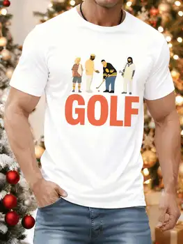 Golf player graphic t-shirt, spring, casual, breathable, with artistic print
