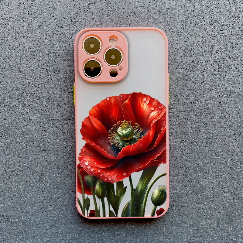 Für IPhone 17 16 15 Pro Max Poppy Flower Bloom Handyhülle für IPhone 14 13 11 12 Pro Max Mini 15 Plus XS XR X Telefonabdeckung Cool – Detail 10