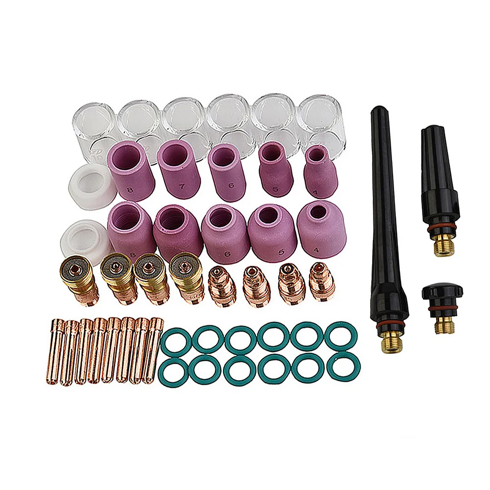 

49pcs TIG Welding Torch Gas Lens #10 Heat Glass Cup Supplies Nozzle Bits For WP-17/18/26 Set Tools Parts Milling Practical