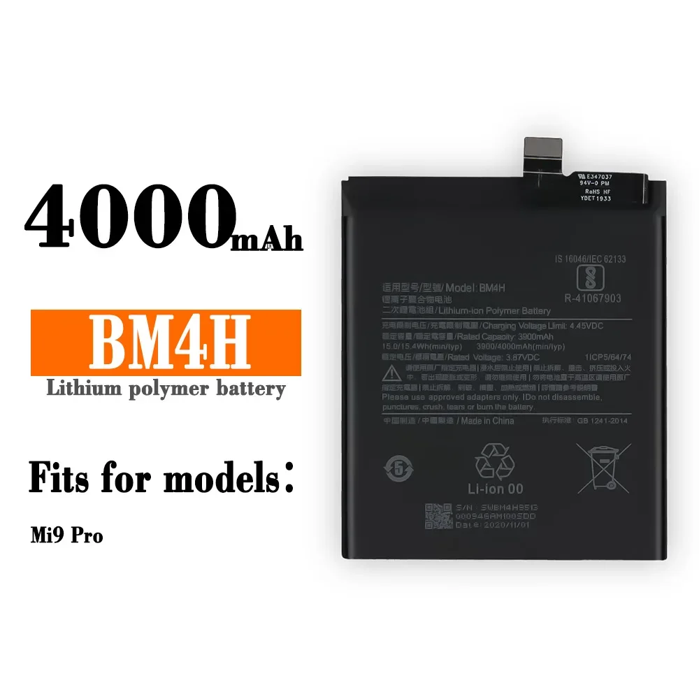

BM4H NEW Battery For Xiaomi 9 Pro Mi 9 Pro Mi9 Pro High Quality Replacement 4000mAh Phone Battery With Free Tools