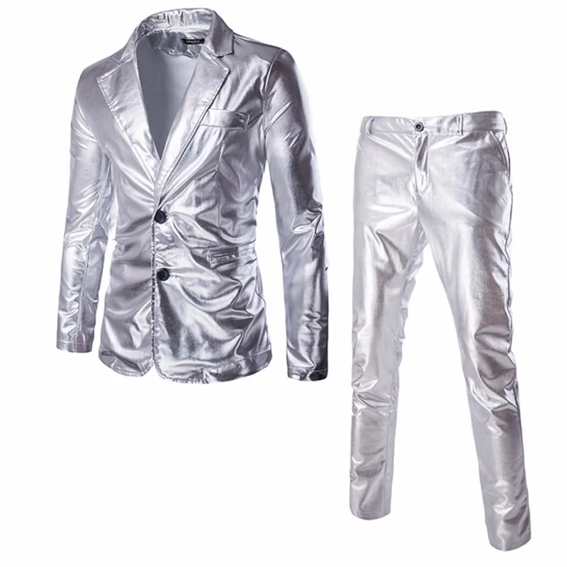 Ensembles de costumes pour hommes, vestes et pantalons, v??tements brillants de marque, Blazer de 