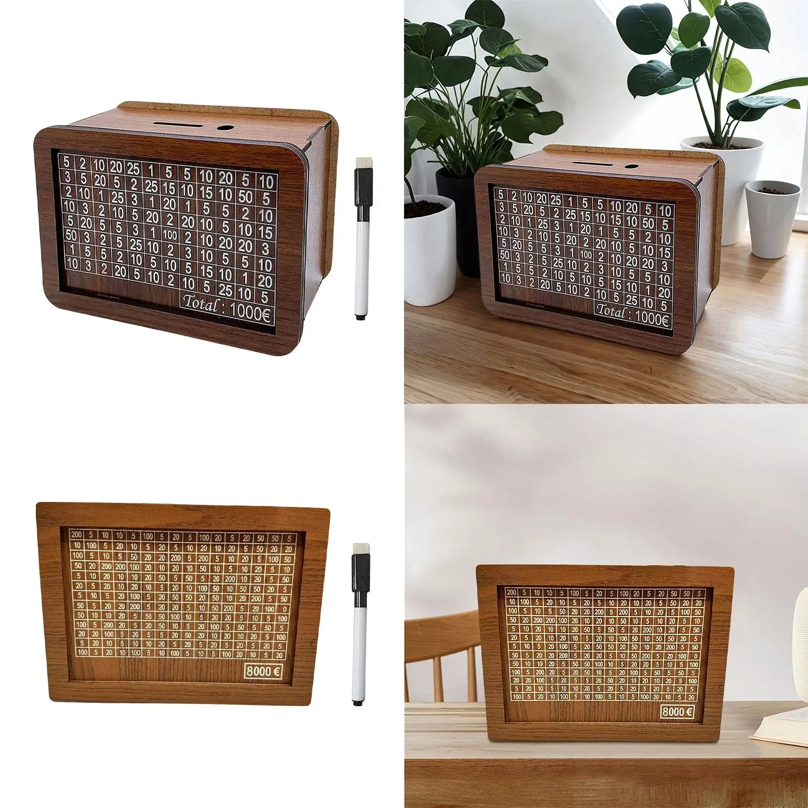 Wooden Money Box, Unbreakable Money Savings Box with Counter, Handmade Piggy
