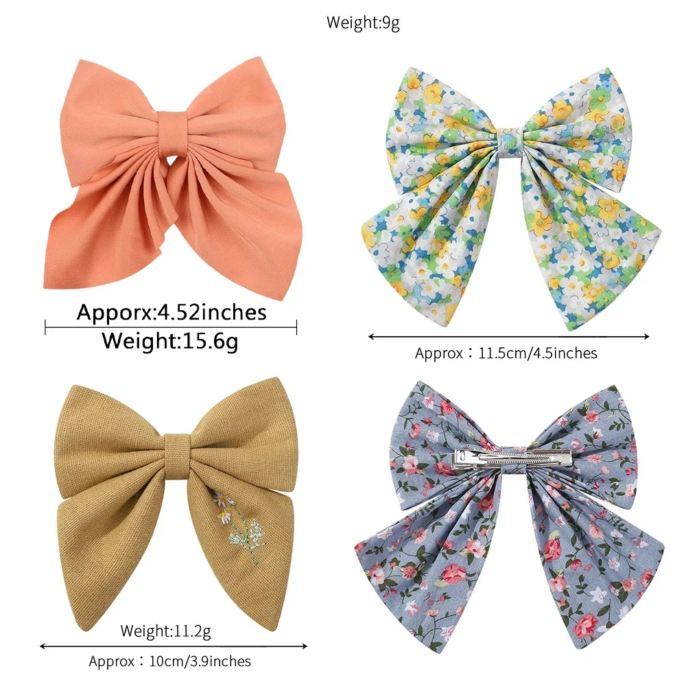 Elegant Floral Cotton Kids Bows Spring Butterfly Hair Clip Fashion Print Hair Barrette For Women Girls Sweet Hairpin Accessories