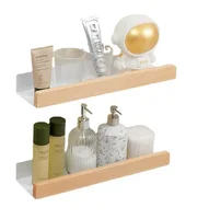 Bathroom Rack Wall-mounted Shower Room Toilet Nordic style Shelf Cosmetic Storage kitchen Multi-purpose Shelf Solid Wood 1