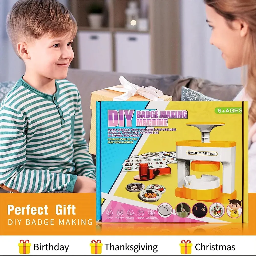 MINI Badge Button Maker Machine Set, DIY Pin Badges Button Press, Pin Making Machine with 48Pcs Part+Circle Cutter