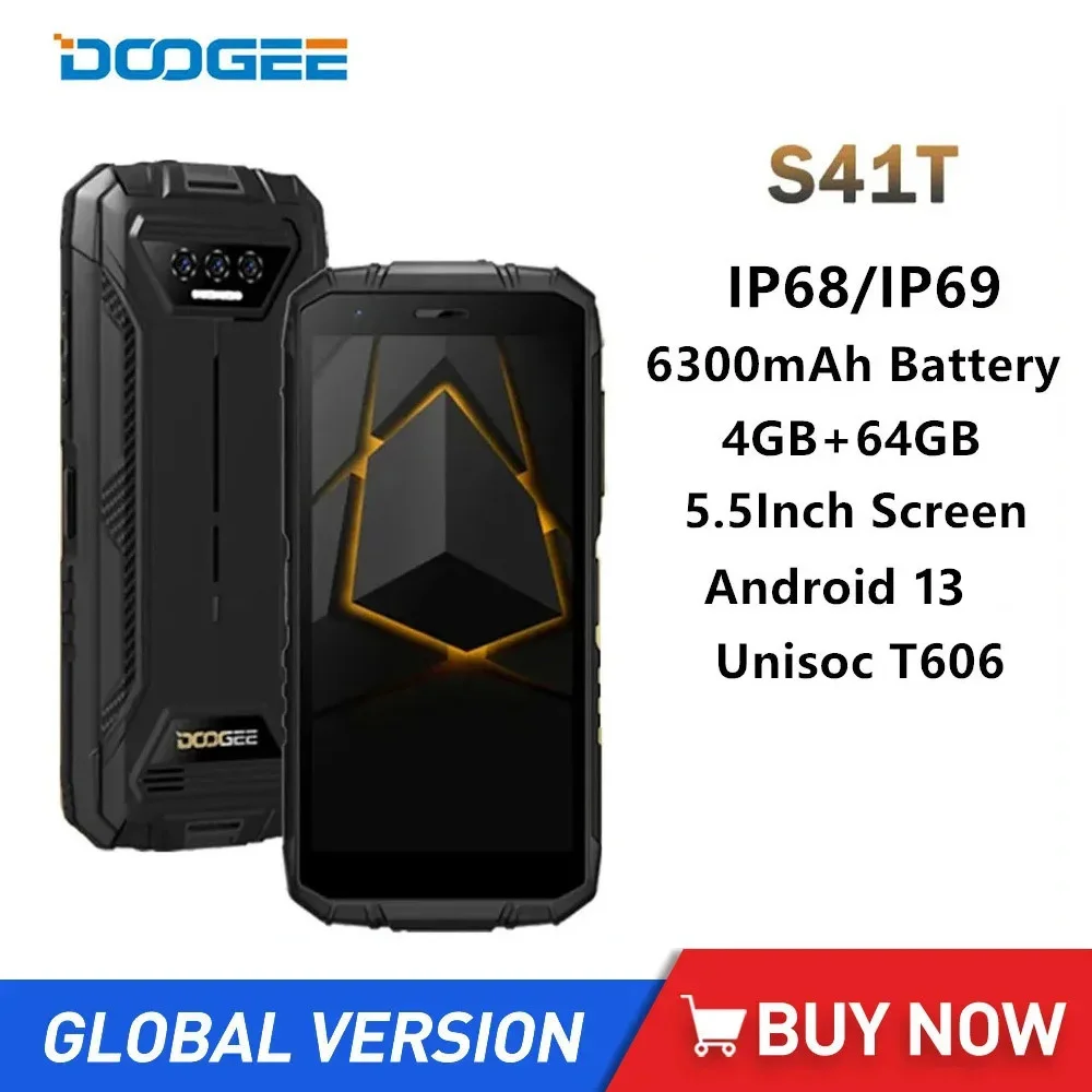 

Смартфон DOOGEE S41T защищенный, 4G, 5,5 дюйма, HD +, 13 МП, тройная камера, Восьмиядерный процессор, 4 Гб + 64 ГБ, Android 6300