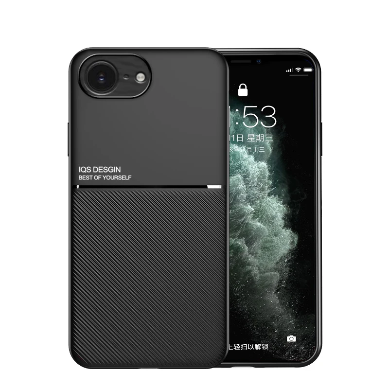 Magnetic Leather Plate Phone Case with Soft Silicone Back Cover