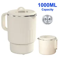 Electric Kettle Pot 1L Folding Stainless Steel Thermo Pot Portable Electric Tea Coffee Pot Travel Water Kettle Cooking Boiler