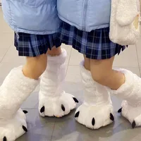 Women Winter Warm Slippers Cute Creative Bear Claw Shoes Girls Couples Indoor Furry Cotton Snow Boots Female Faux Fur Slides - Image 4