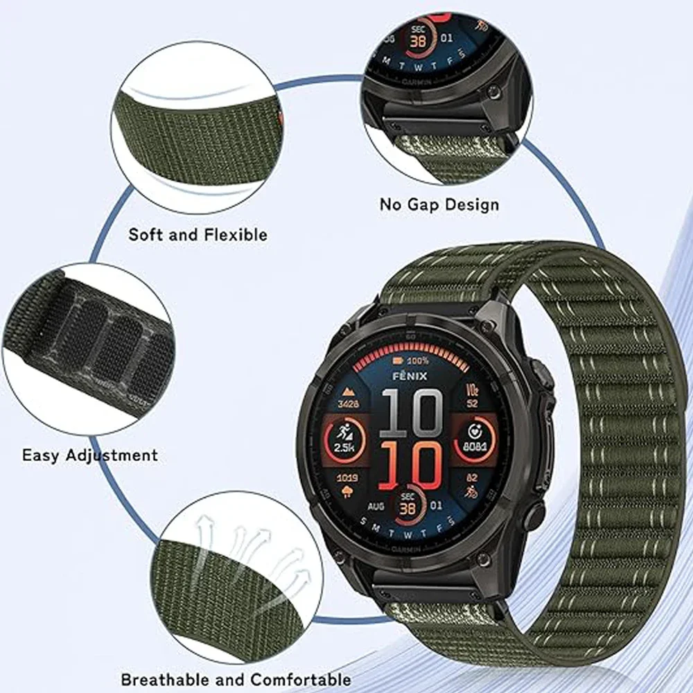 Nylon Loop QuickFit Sport Strap – Durable and Comfortable Bracelet, Adjustable 22mm/26mm Width