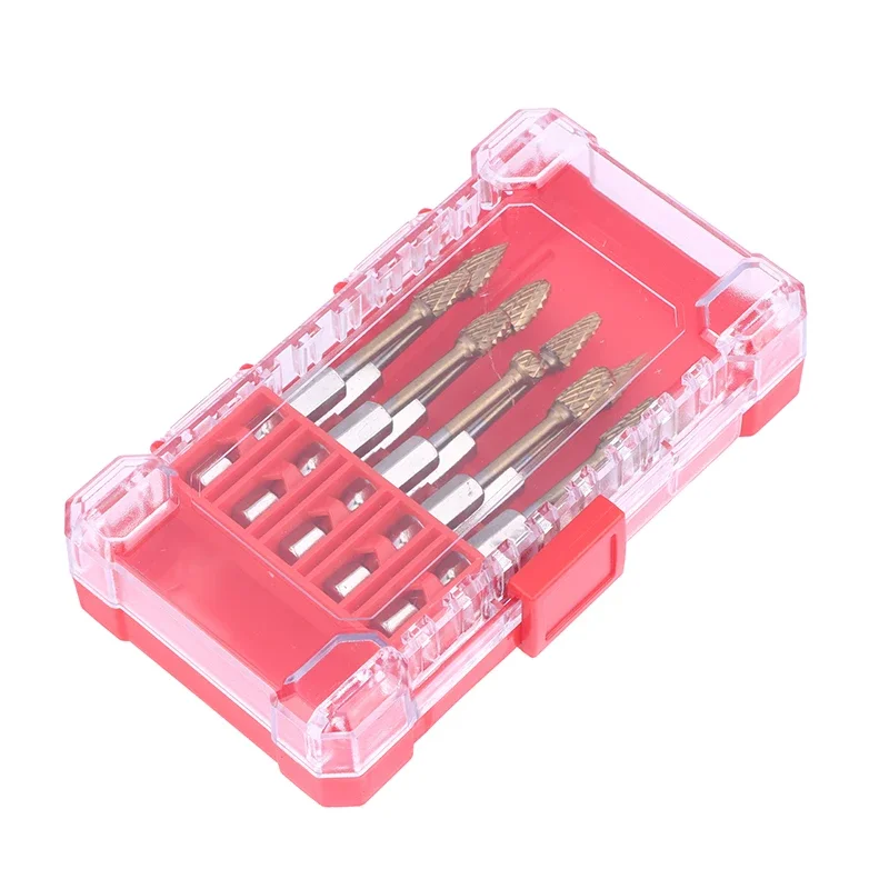 10-teiliges Hartmetall-Fräser-Set mit 1/4 Zoll Sechskantschaft, Doppelschnitt-Fräser für Metalle, Jade, Stein, Holz, Gravurwerkzeug – Detail 4