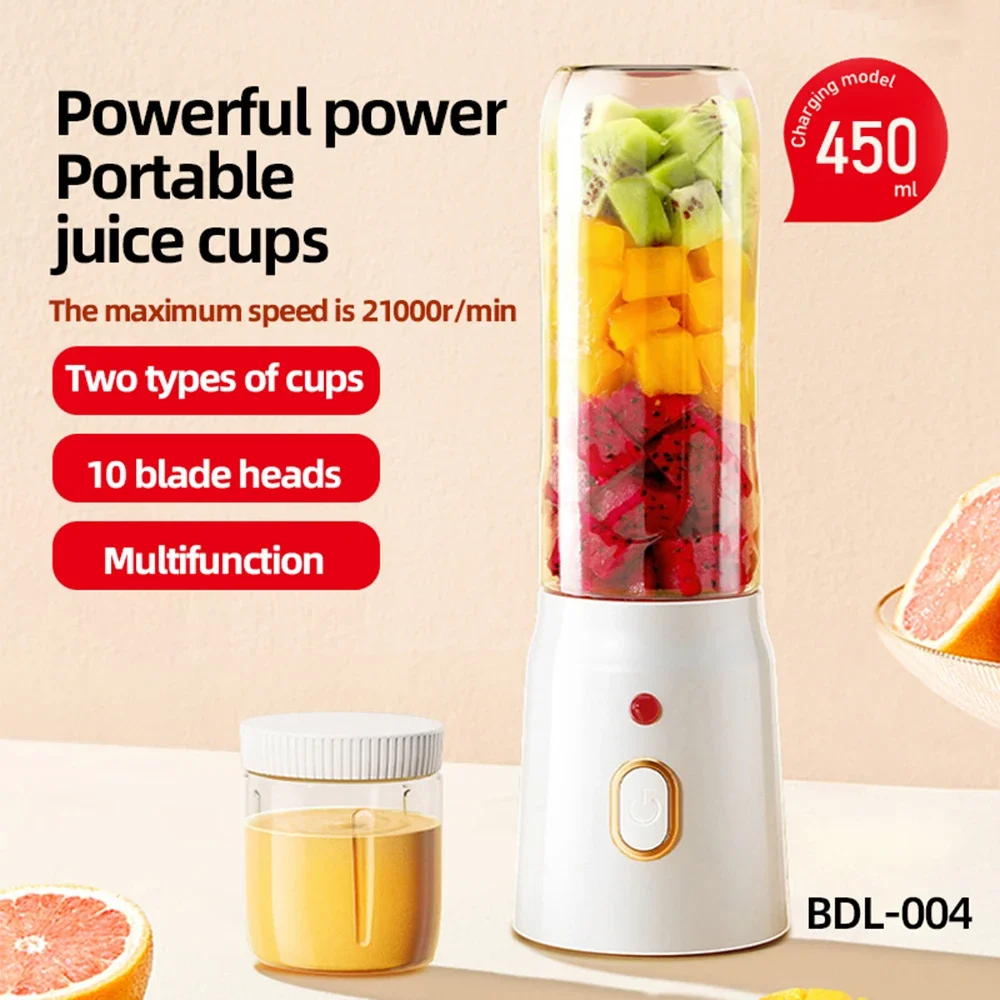 Portable Wireless Blender Electric Fruit Juice Machine For Orange Ice Crushing 10 Blades Auxiliary Food Machine 1500mA Mixer