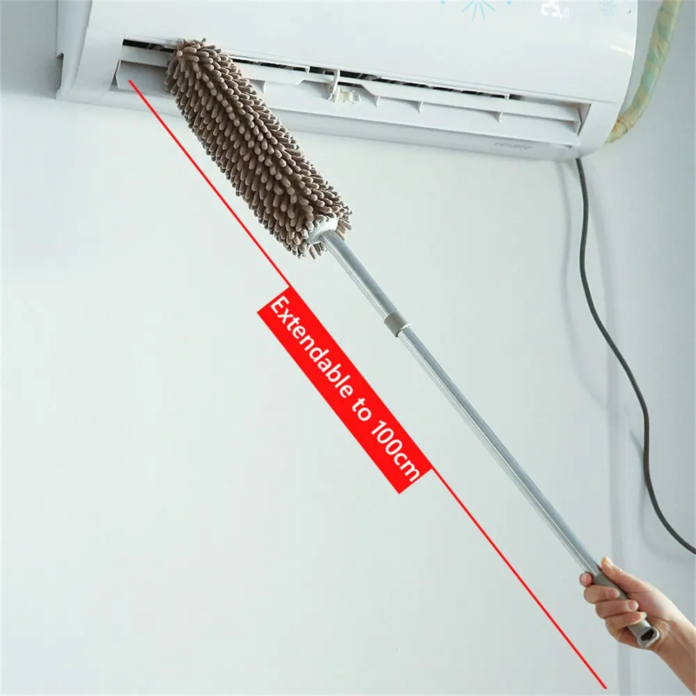 Telescoping Microfiber Duster with Stainless Steel Extension Pole Cleaner Household Dust Clean Remover For Ceiling Fan Lamps