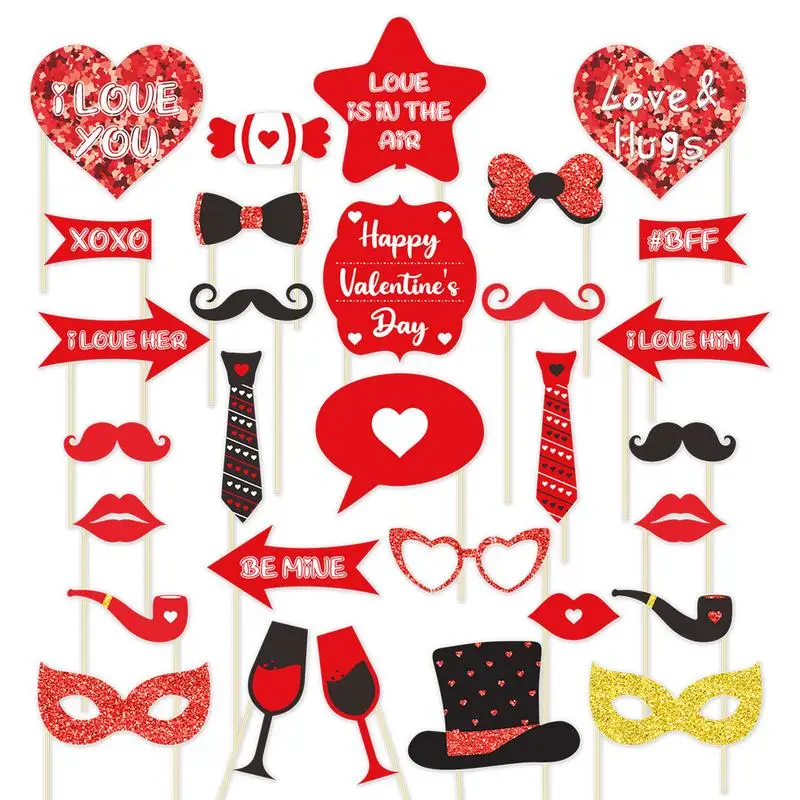 

Wedding Photo Booth Props Photo Booth Wedding Disguise Props 30pcs Valentines Day Decorations Wedding Party Supplies For Shower