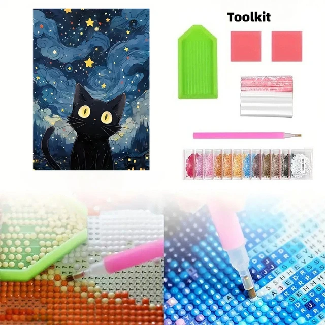 5D bricolage plein diamant peinture étoile chat animal paysage art mosaïque production pâte à main guérison décoration de la maison peinture 2