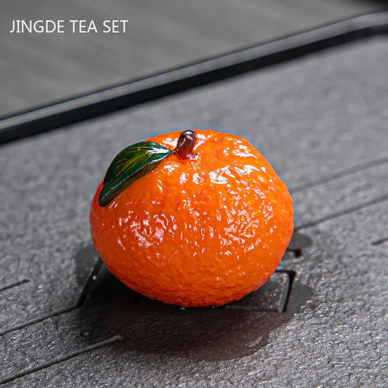Chinese Resin Color Changing Tea Pet Lucky Orange Model Tea Figurine Ornaments Home Set Decoration Accessories Crafts tea pet ornaments