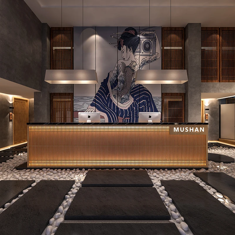 Superior Hotel Japanese Reception Desks France Fashion Design Company Lobby Counter Storage Office Furniture Mottakestol FYRD