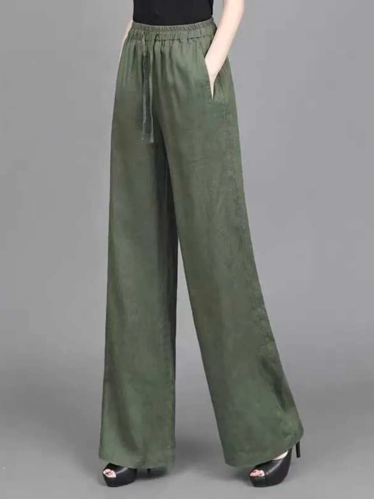 High Waist Cotton Linen Wide Leg Pants for Women Lightweight Summer Breathable Chinese Style Trousers Loose Straight PT-567