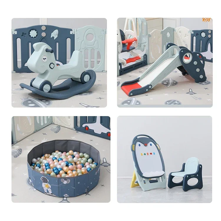 Children Kids Game Fence with Safety Locker Easy Installation Foldable Baby Playpens for Toddlers