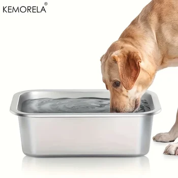 KEMORELA 3.2L/4.7L Stainless Steel Super Large Capacity DogBowl Anti-Overturninig Dog Food Bowl Suitable for Large and Small Dog