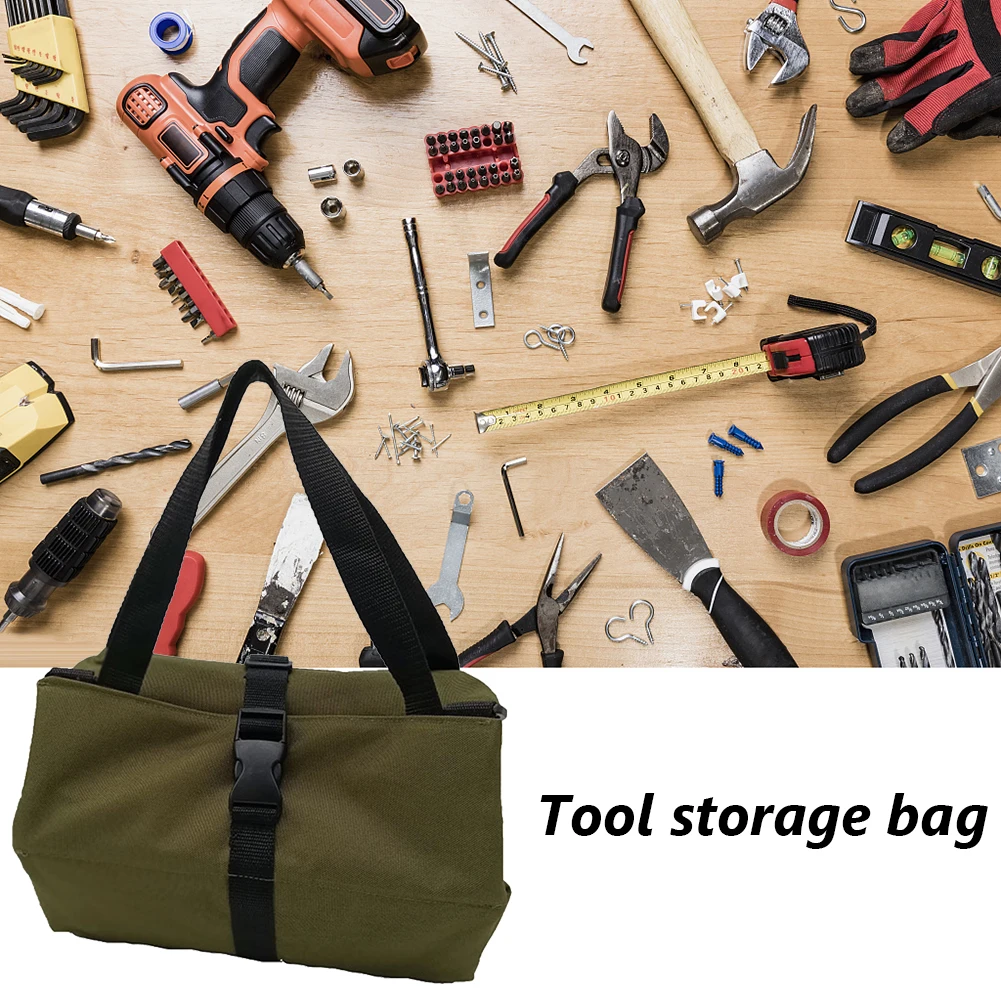Canvas Working Tool Bag Multiple Pockets Carrier Handbag Wrench Screwdriver Drill Bit Holder Multifunctional Hanging Tool Bag