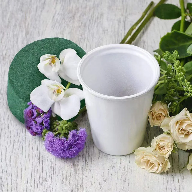 4 Cilindri Schiuma Floreale 16.5x4cm - Per Fiori Freschi E Artificiali, Matrimoni, Decorazioni Fai Da Te