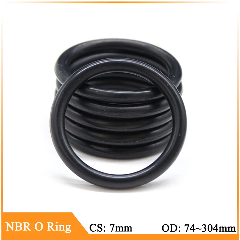 

5Pcs NBR O Ring Seal Washer Thickness CS 7mm OD 74~304mm Black Nitrile Butadiene Rubber Spacer Oil Resistance Round Shape Gasket