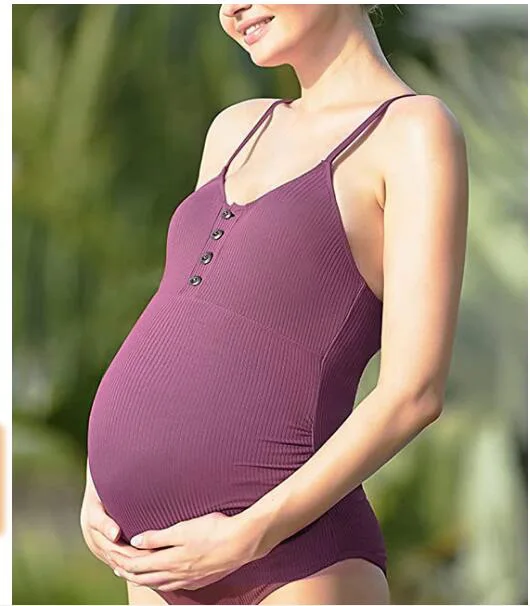 Suspended Cross Back Swimsuit Maternity Swimwear Women Pregnancy One Pieces Swimwear Fashion Bathing Bodysuit