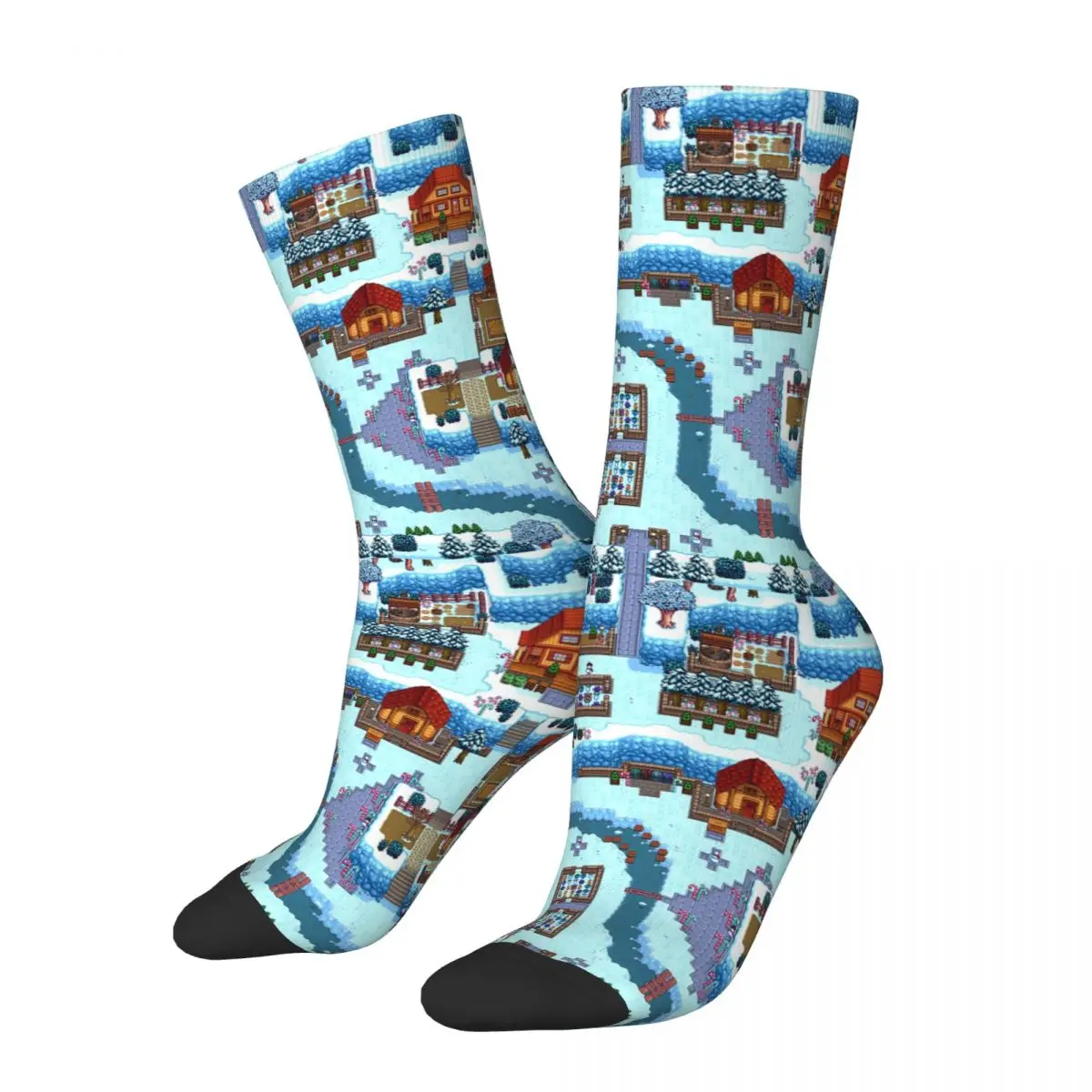 

Fashion Stardew Valley House Map Sports Socks Cartoon Anime Polyester Middle Tube Socks for Women Men Breathable