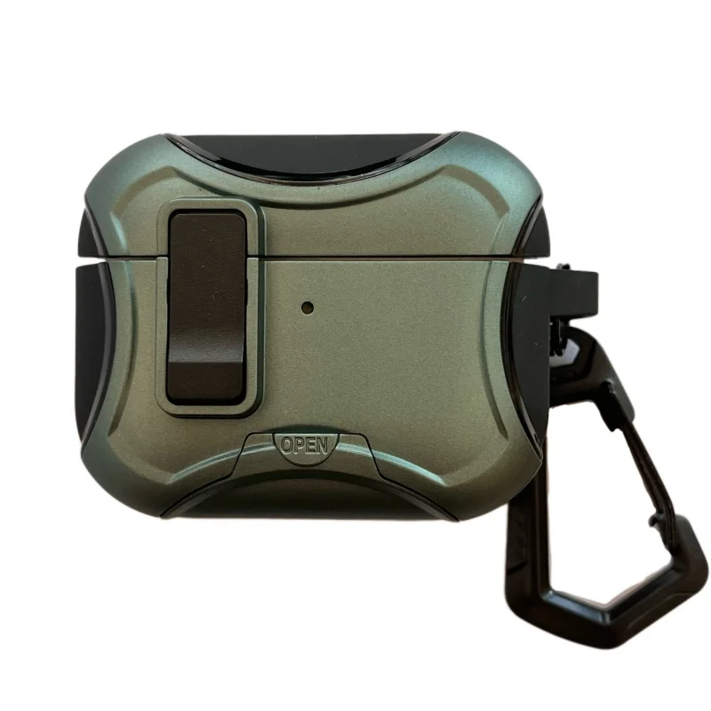 Shockproof Armor Case with Security Lock & Carabiner - Anti-Drop Hard Earphone Cover