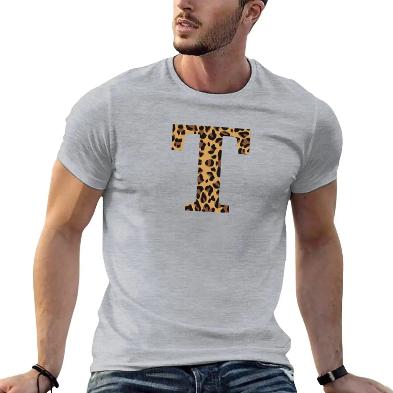 Leopard Print Letter T T-Shirt sweat shirt T-shirt for a boy Men's clothing