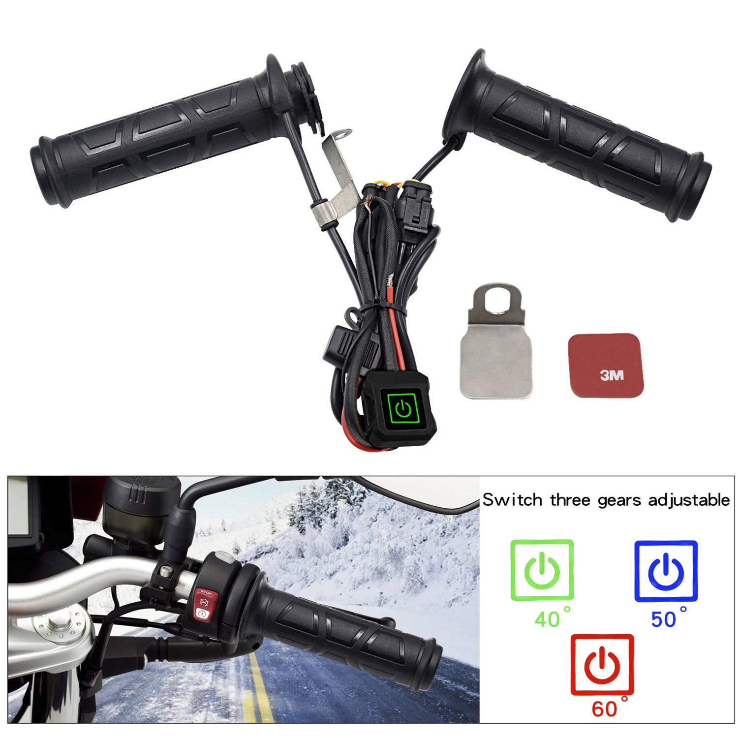 

Electric Heating Handlebar Motorcycle Heated Handle Grip Motorcycle Switch Three-level Thermostat Motorcycle Heating Grips