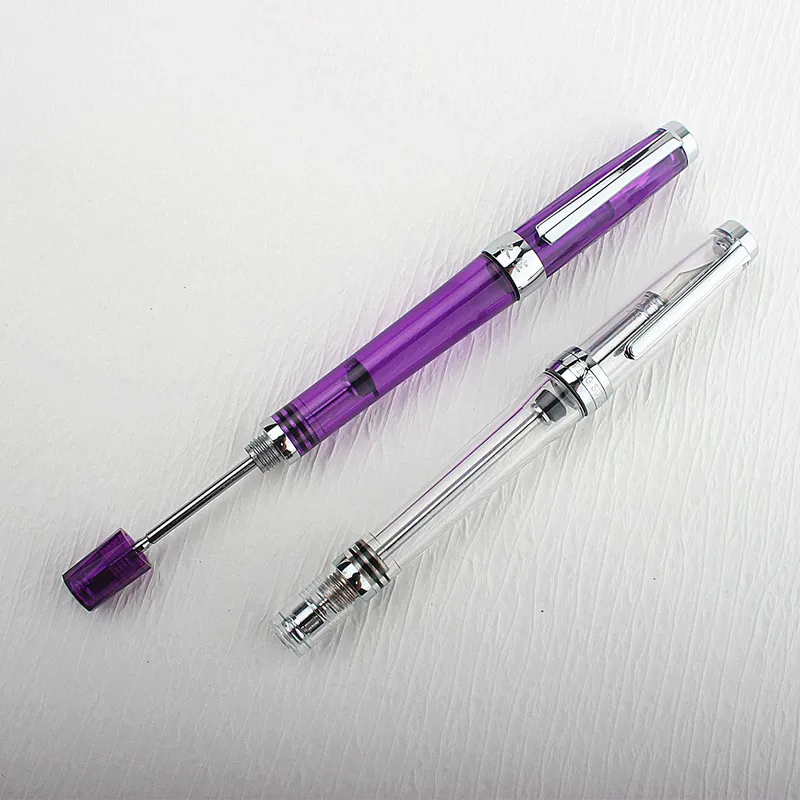Yongsheng 013 Vacuum Filling Fountain Pen Acrylic Transparent Ink Pen Clear Section EF/F/ Nib Office Business Gift Pen 6