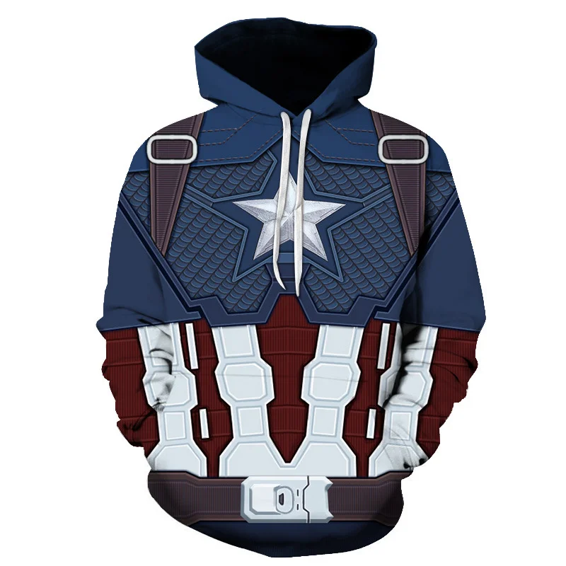3D Printed Captain America Cosplay Hoodie Superhero Costume