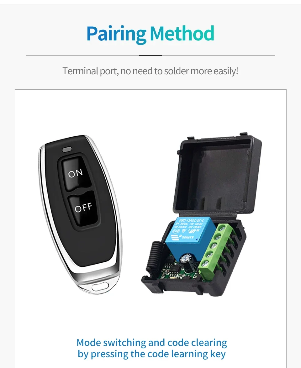 433 Mhz DC 12 V 10A Fernbedienung Drahtlose Schalter Relais Empfänger Mini Modul Fernbedienung Universal für Tor LED garage Tür – Detail 7