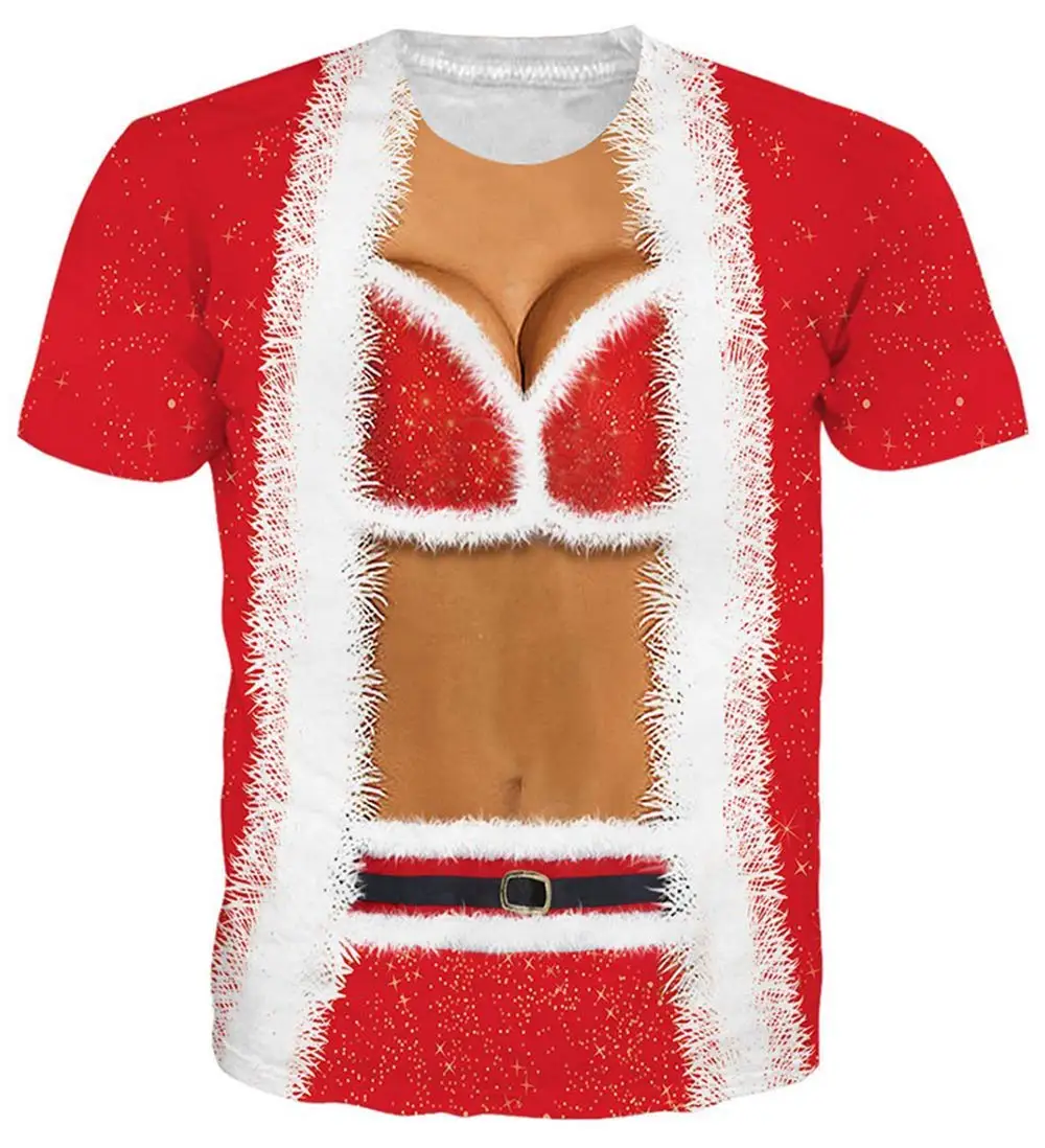 Funny Santa Claus 3D Print T Shirt Streetwear Oversized Tee