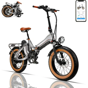 Electric Bike for Adults 1400W Peark Motor, 48V 29AH Removable Battery, 20" Fat Tire Foldable EBike up to 28MPH, Folding E Bike 1