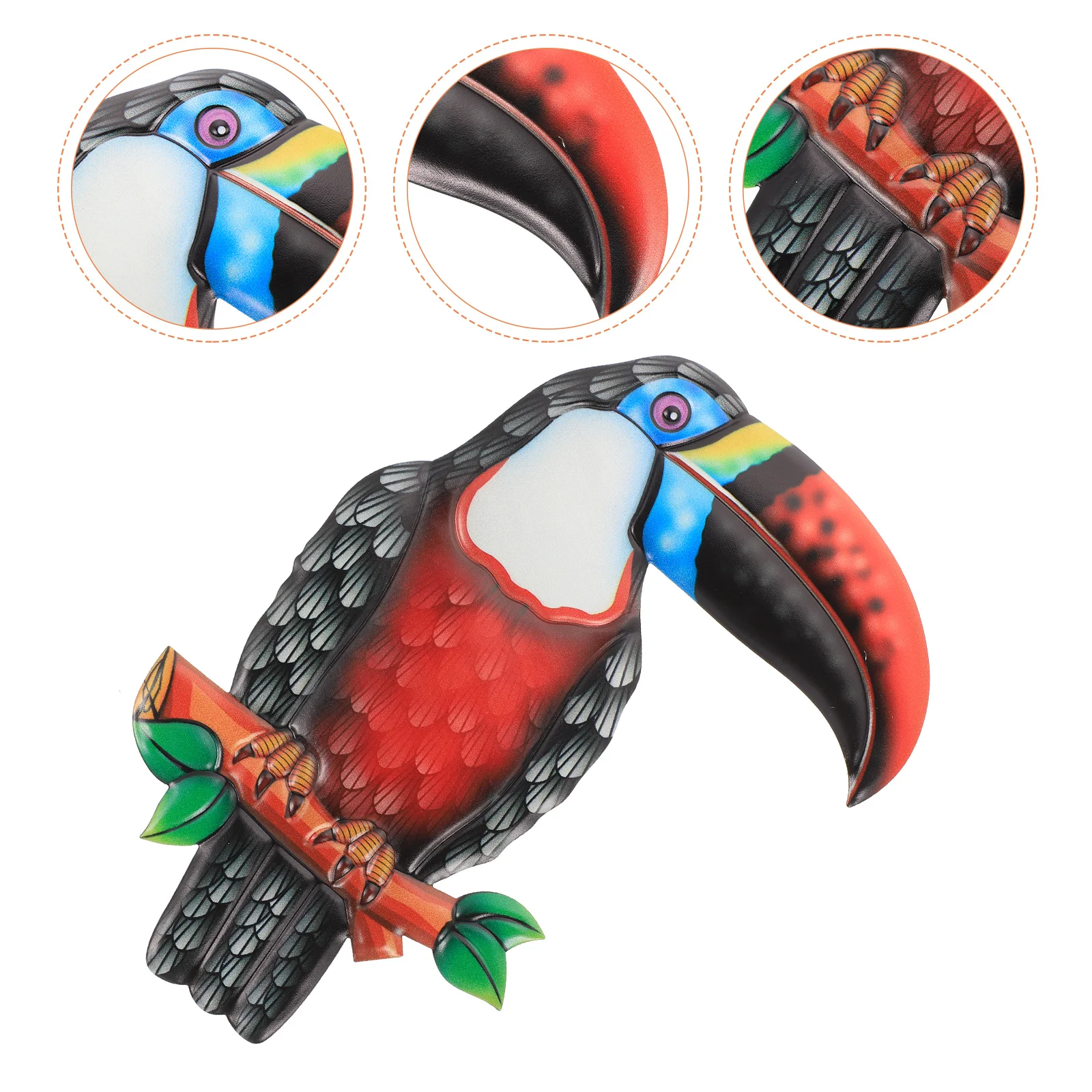 

Tropical Bird Metal Wall Art Iron Toucan Hanging Decorations for Home Simulated