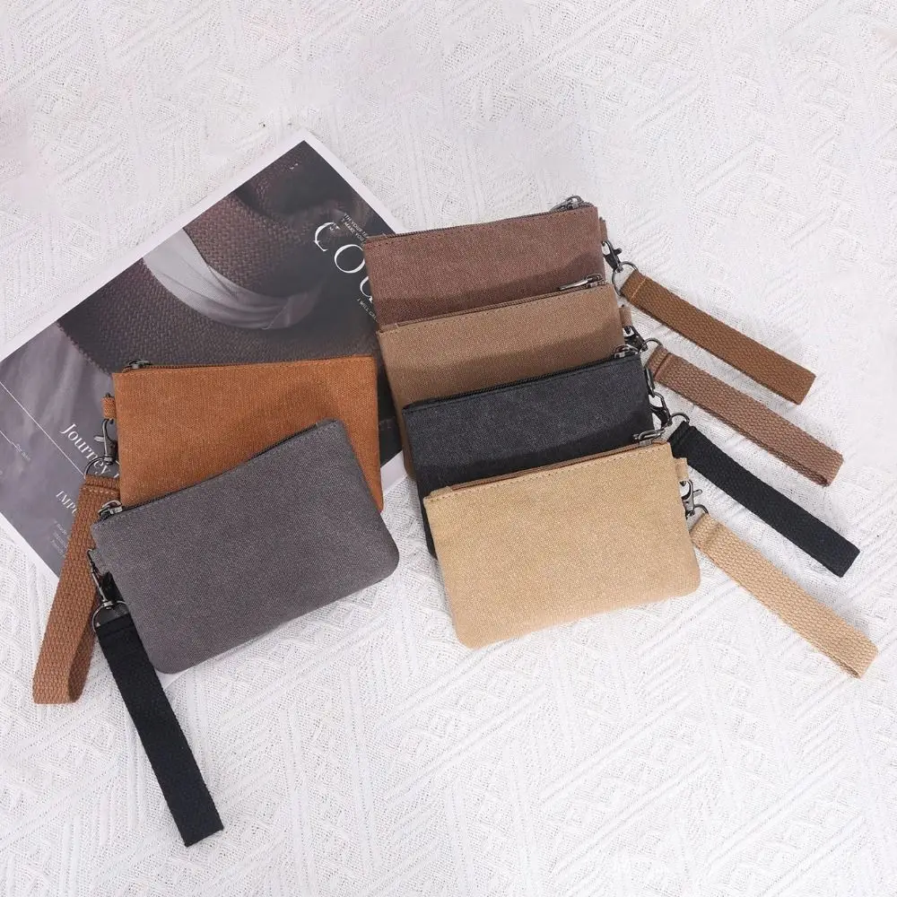 Unisex Canvas Wallet Zippers Coin Bag Purse Pouch Bag Short Wallet Mini Purse Card Holder Fabric Coin