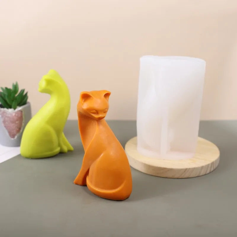 Large cat silicone Candle mold Handmade artwork Make 3D kitten animal soap Plaster crafts Decorative home DIY resin crystal mold
