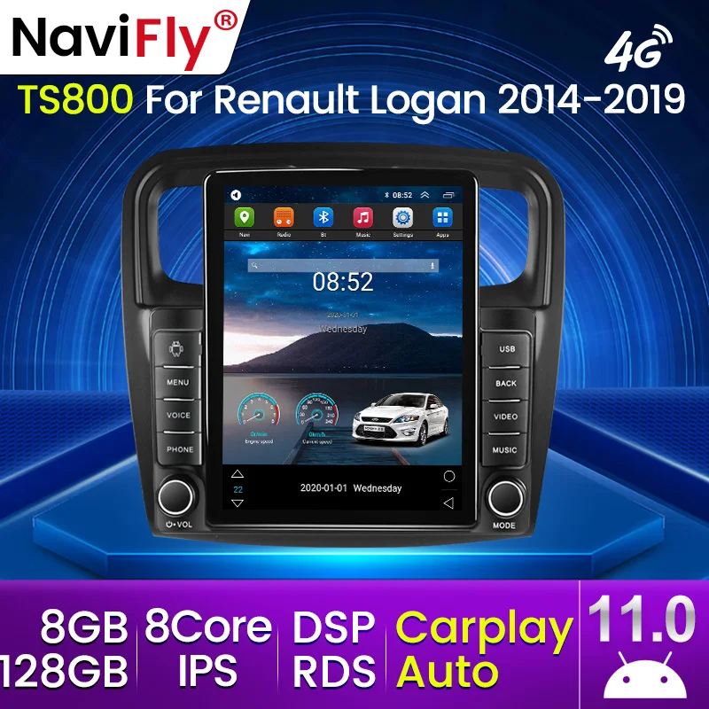 Android 11 Carplay 4G для Tesla вертикальное автомобильное радио Видео Стерео Renault Logan 2 2012 - 2019