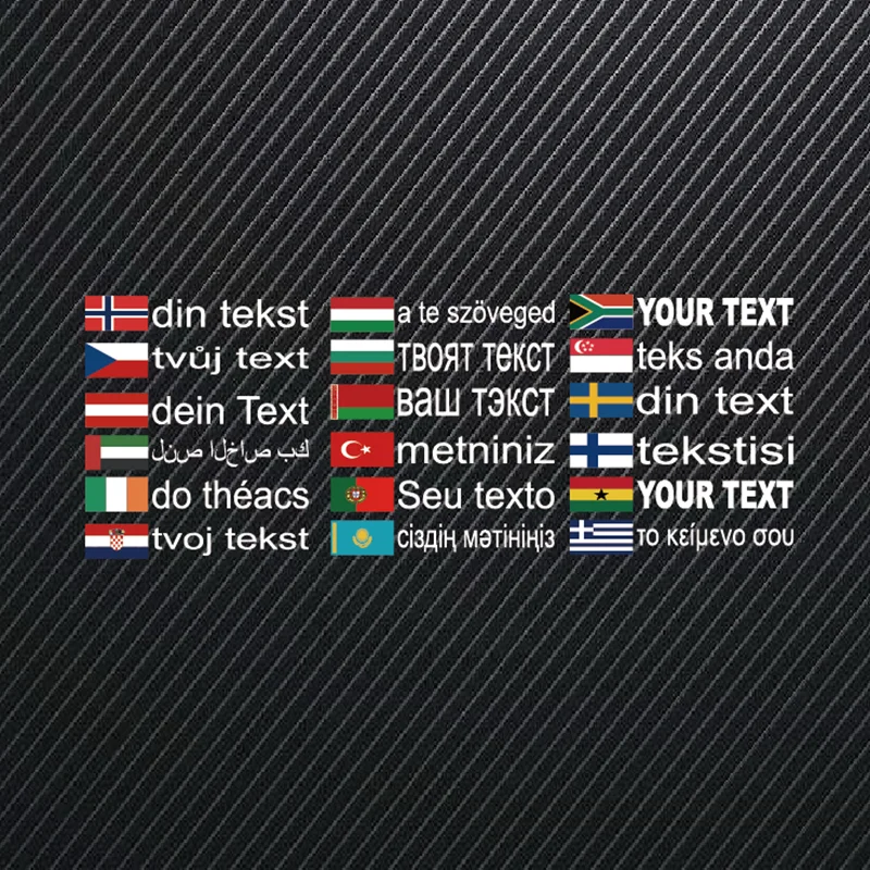 Custom Text Name Various Country Flag Decals Waterproof Reflective Car