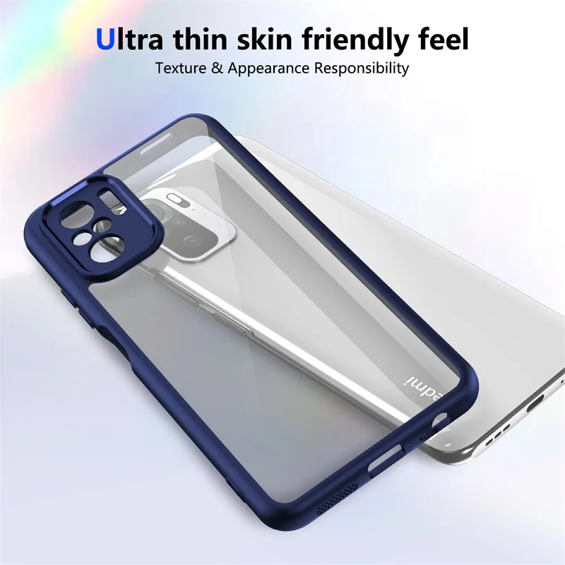 Shockproof Matte Clear Case with Camera Protection - Transparent PC TPU Back Cover